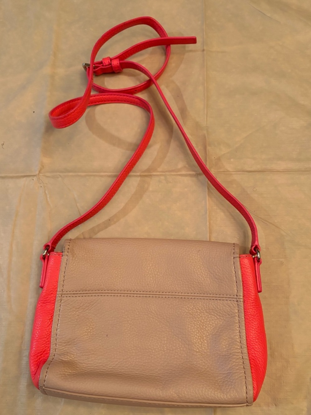 kate spade Taupe and Bright Pink Pebbled Leather Crossbody - Picture 8 of 8